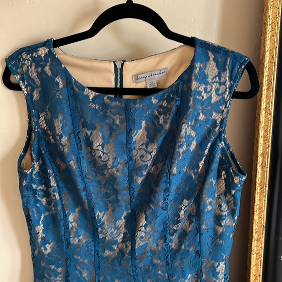 Danny and Nicole Teal Lace Fit and Flare Midi Dress - Picture 4 of 11